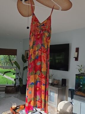 Billabong Multicolor Striped Summer Dress - Pink, Orange, Green & Blue Small